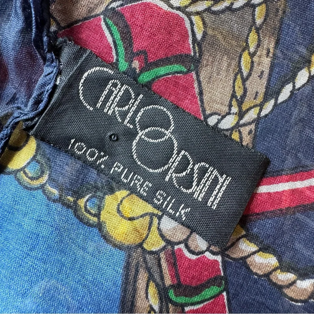 VTG Carlo Orsini Pure Silk Scarf Equestrian Nautical 41”x58” Preppy Old Money